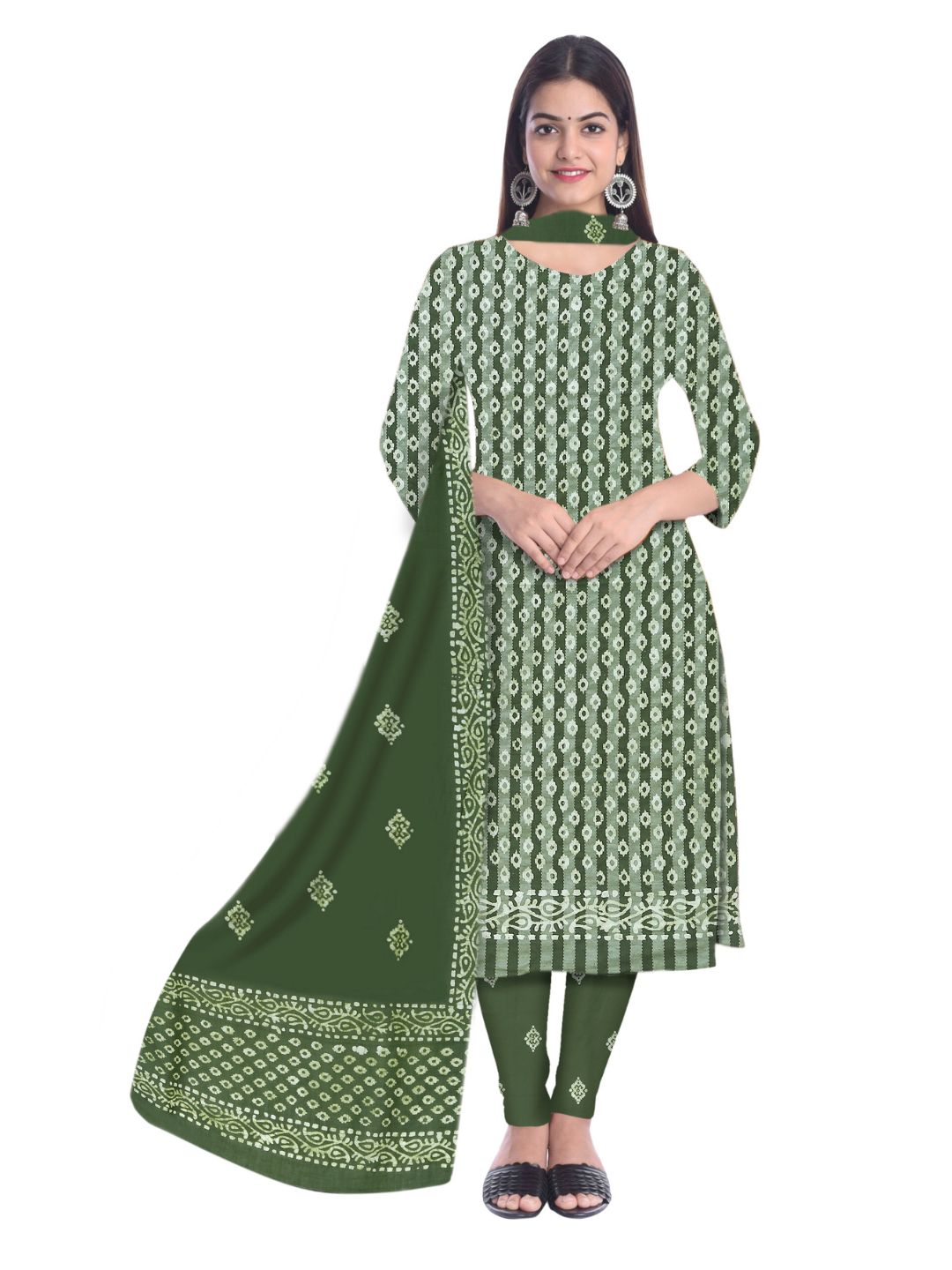 Mehndi Elegant Printed Salwar Suit With Dupatta