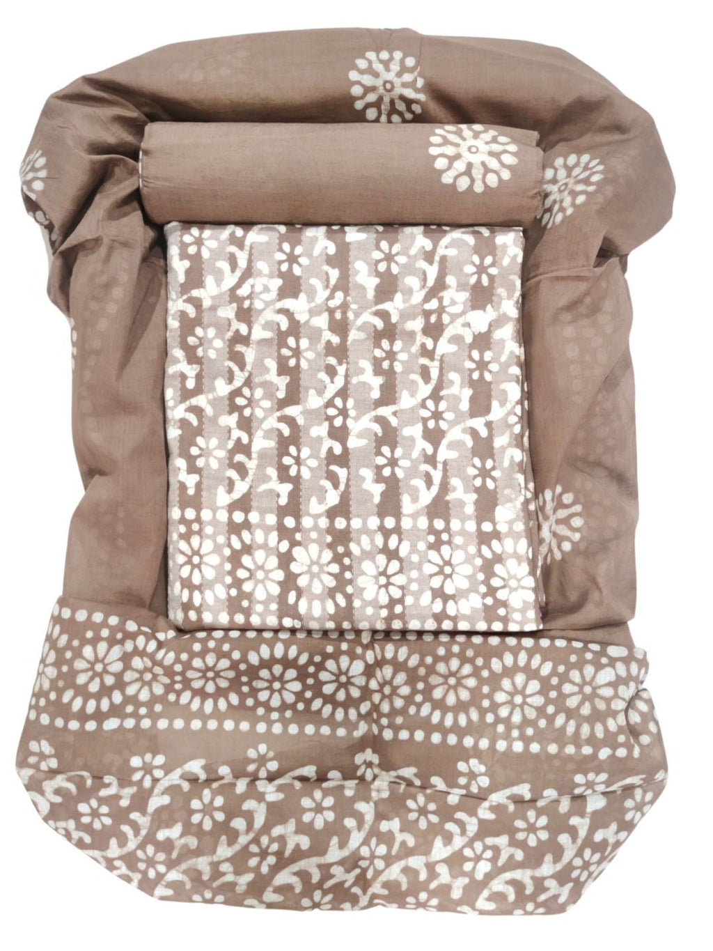 Bombay Batik Pure Cotton Dress Material Wax-Resist Batik Printing – Lakda Brown Colour