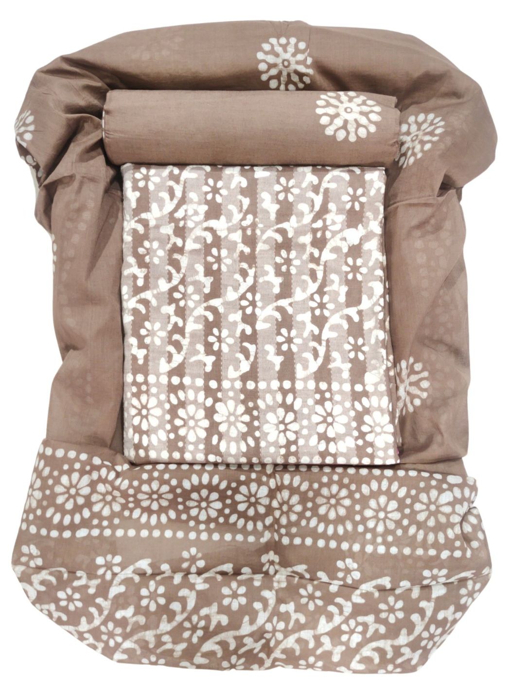 Bombay Batik Pure Cotton Dress Material Wax-Resist Batik Printing – Lakda Brown Colour