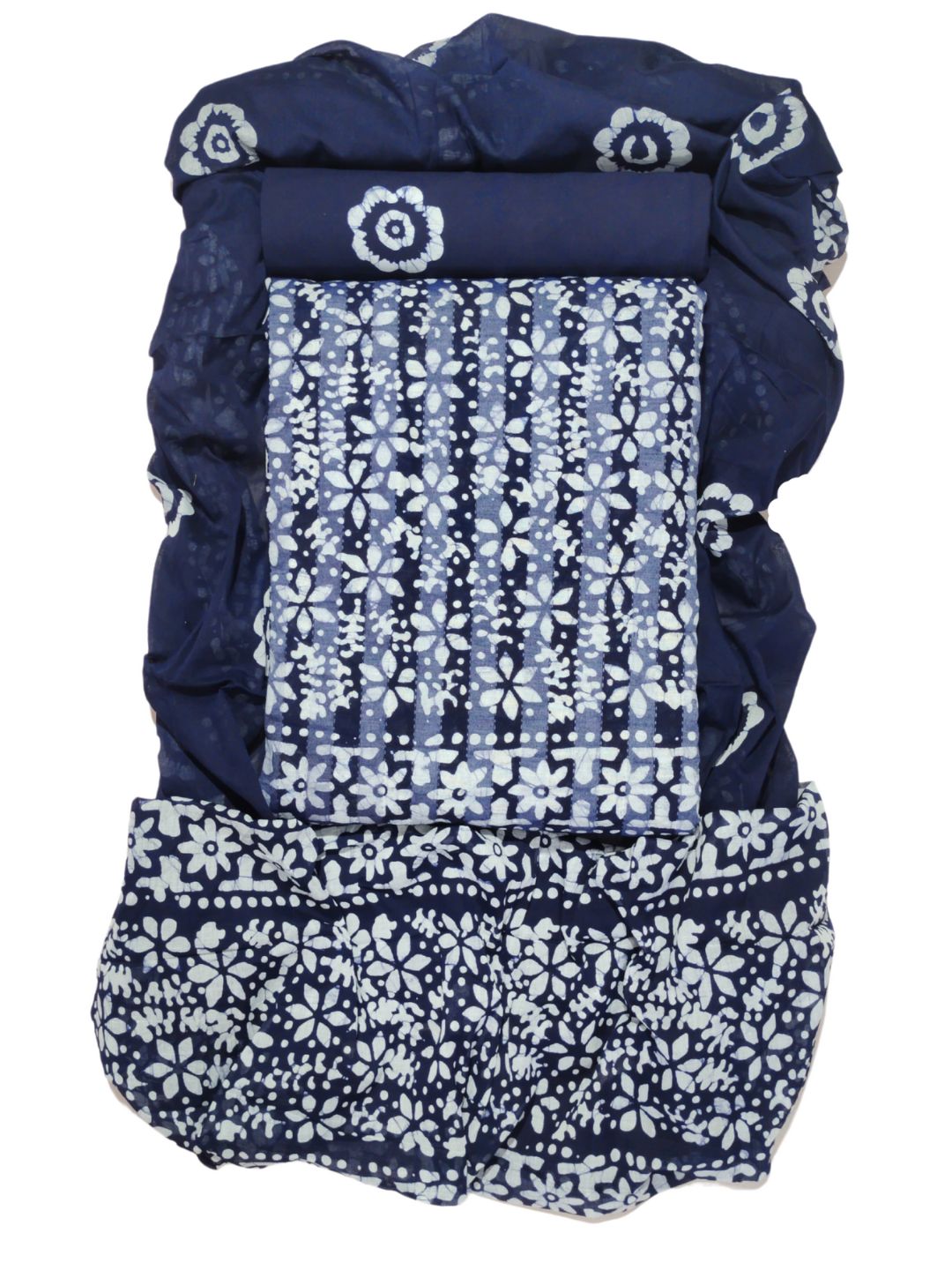 Bombay Batik Pure Cotton Dress Material Ethnic Batik Crafting – Navy Blue Batik