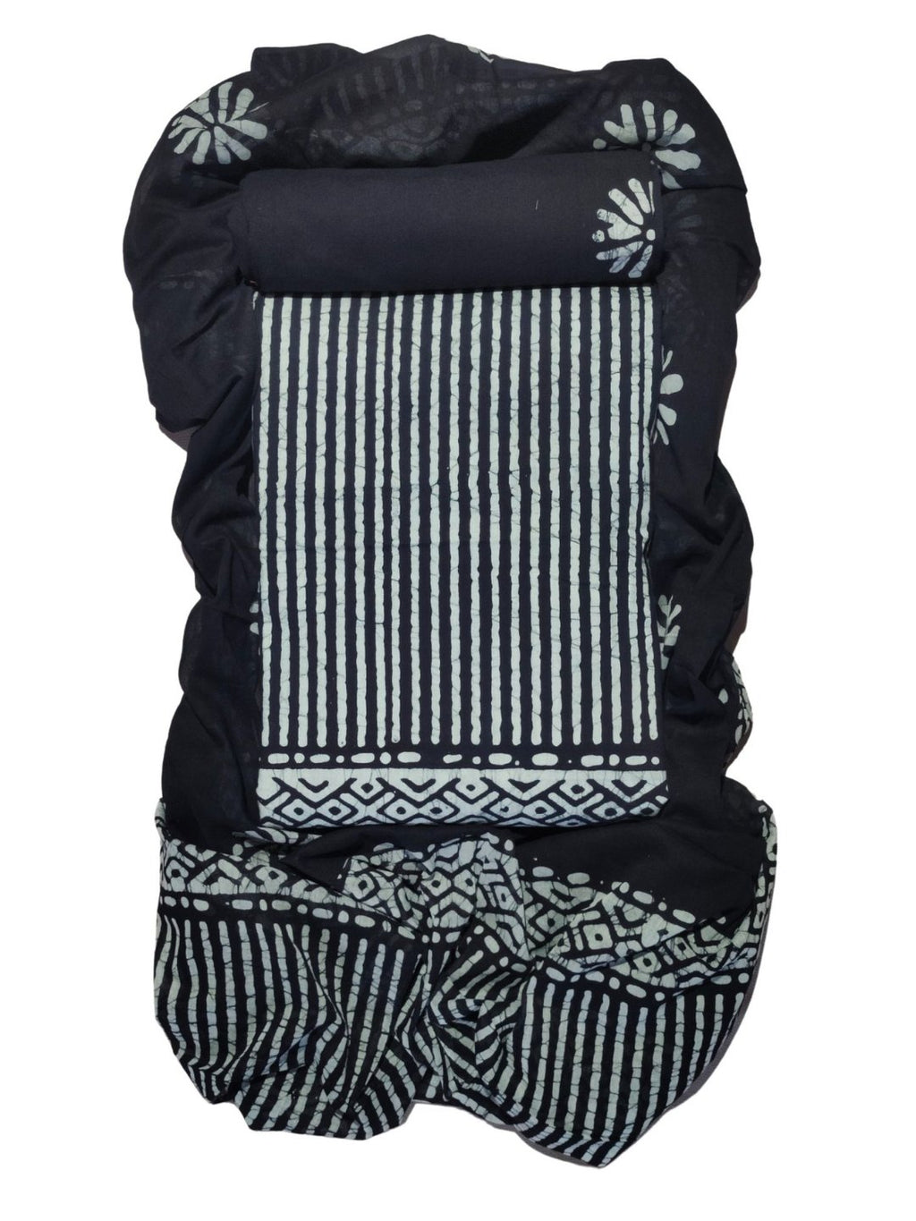 Bombay Batik Pure Cotton Dress Material Handcrafted Batik Design – Black Batik