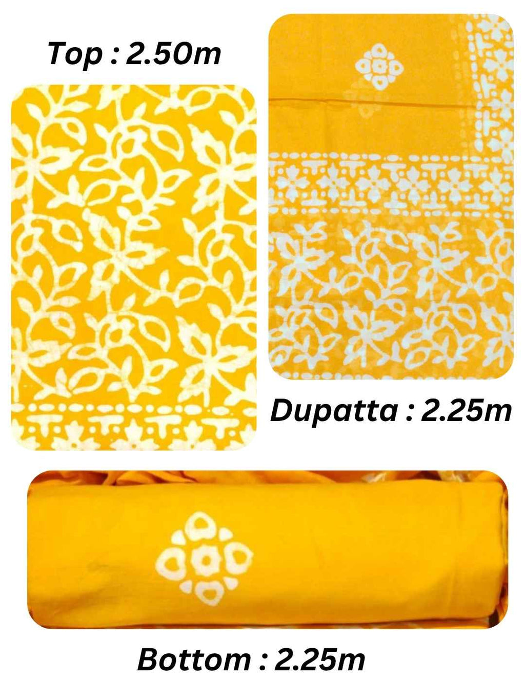Bombay Batik Pure Cotton Dress Material Handcrafted Batik Design – Yellow Colour