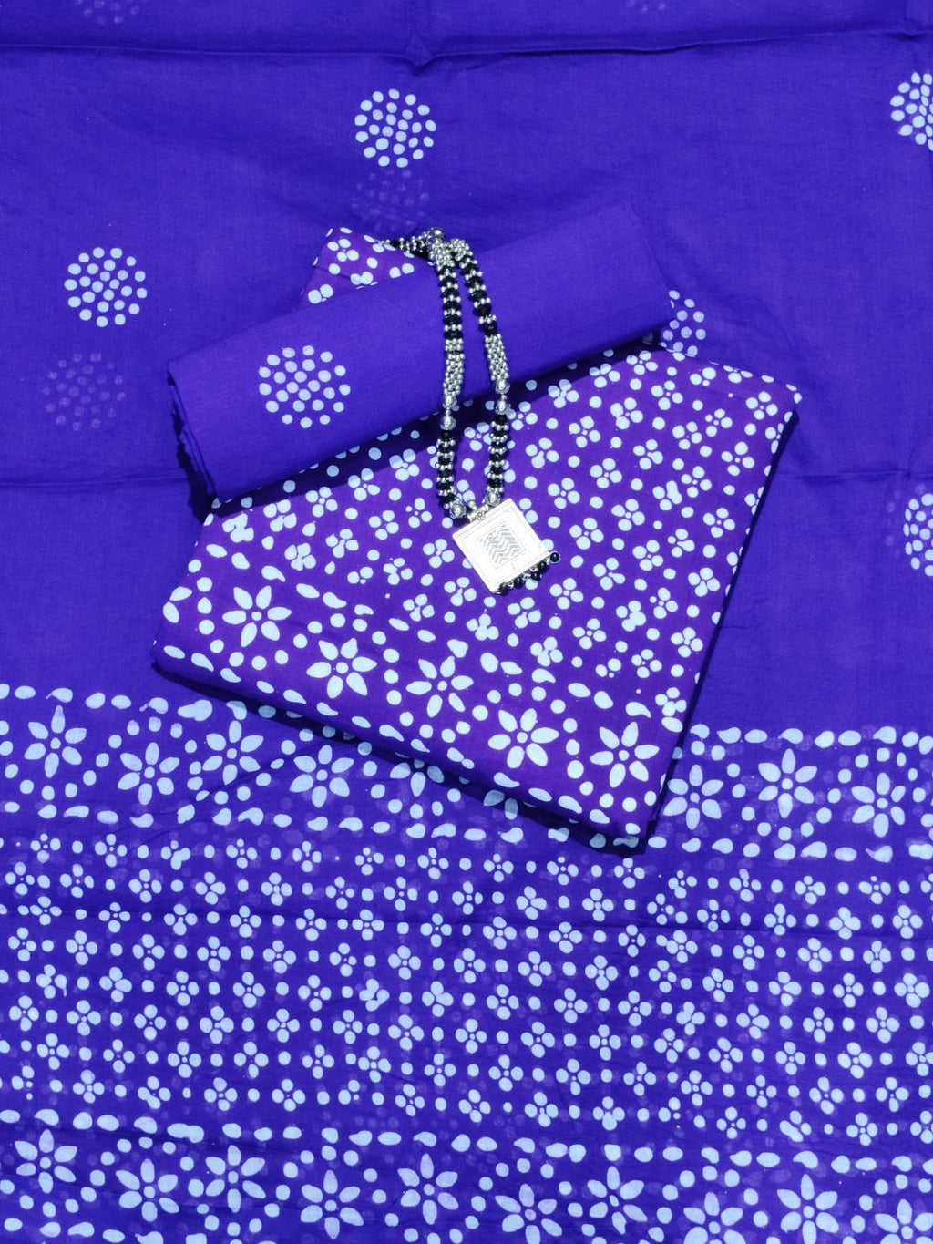Bombay Batik Pure Cotton Dress Material Ethnic Batik Crafting – Purple Colour