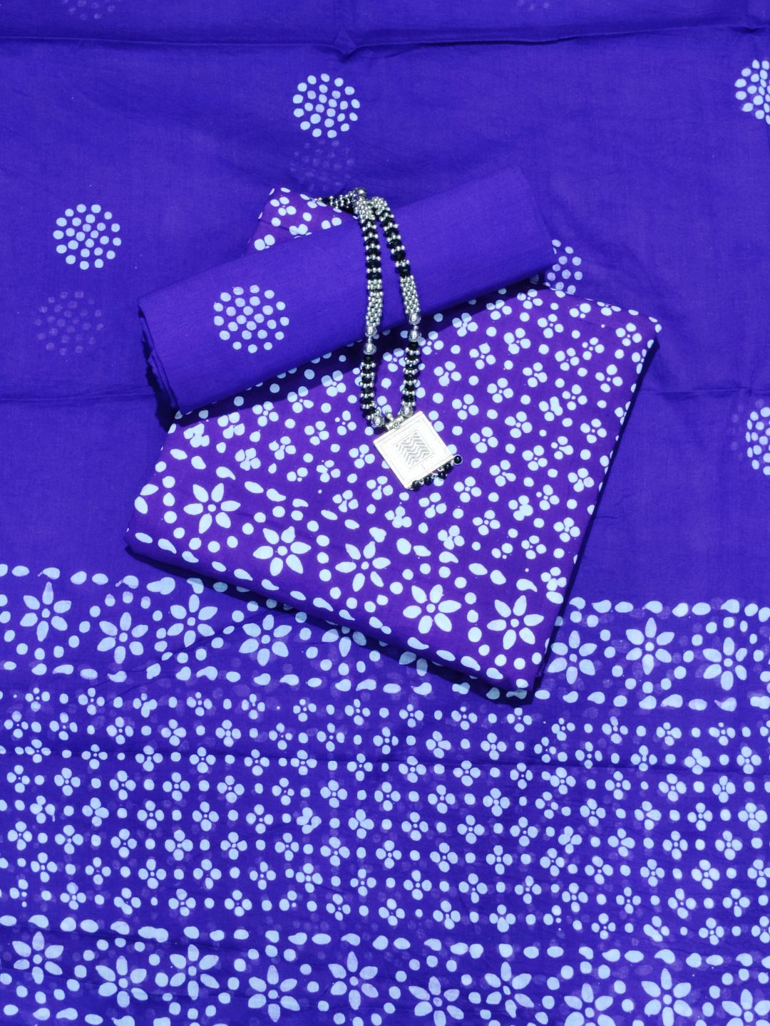 Bombay Batik Pure Cotton Dress Material Ethnic Batik Crafting – Purple Colour