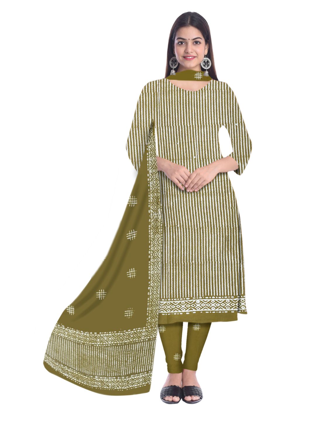 Bombay Batik Pure Cotton Dress Material Heritage Hand Batik Art – Khaaki Colour