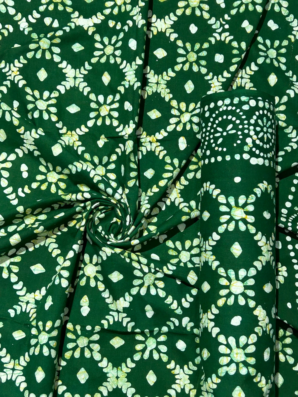 Green Hand Batik Print Pure Cotton Fabric – 3 meters (Kurta Stitching)