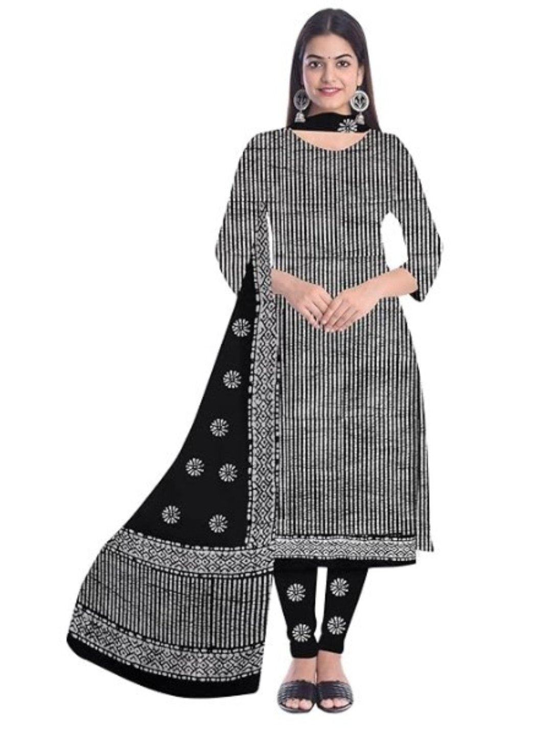 Bombay Batik Pure Cotton Dress Material Handcrafted Batik Design – Black Batik