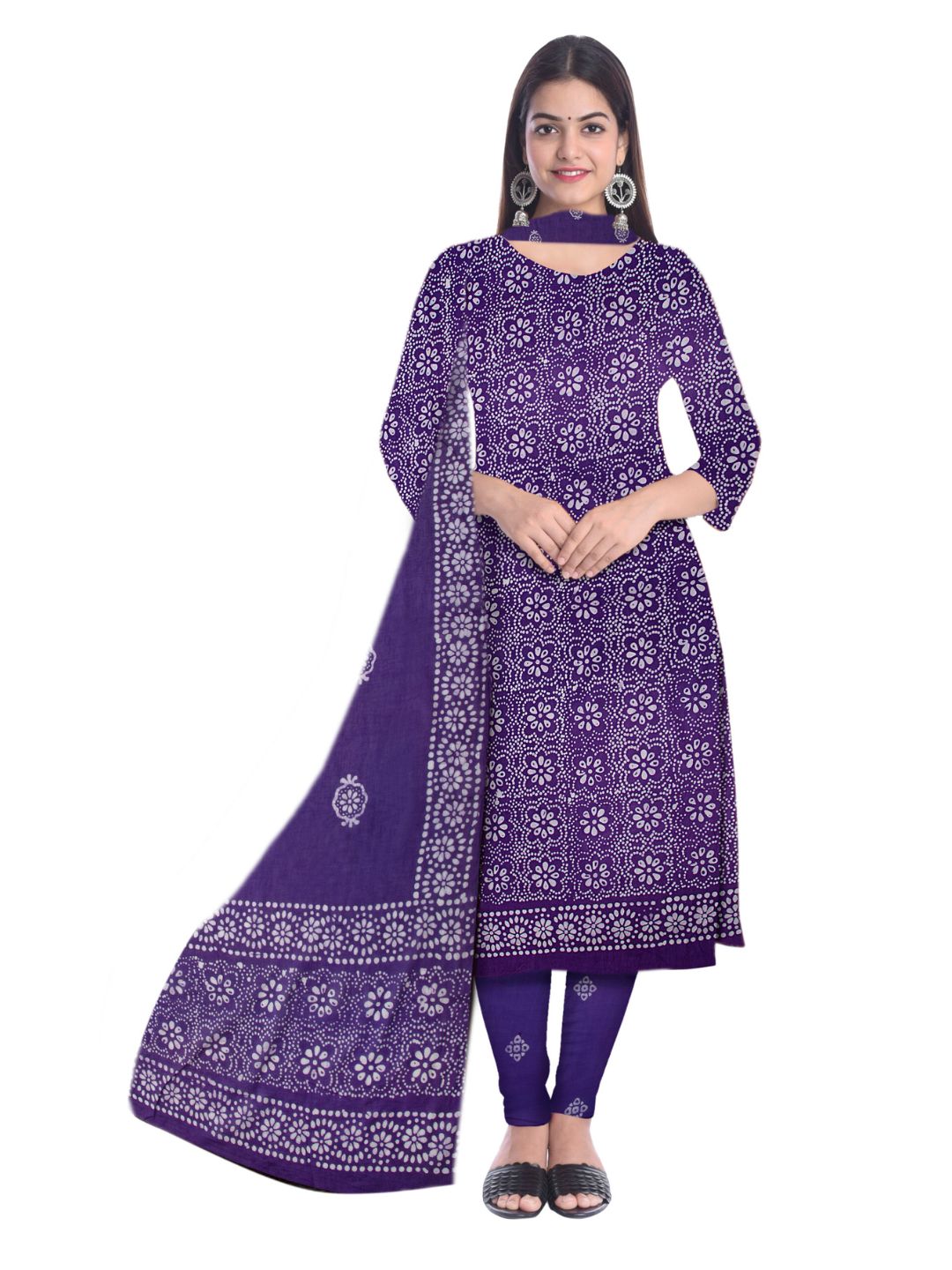 Bombay Batik Pure Cotton Dress Material Hand-Dyed Print – Purple Batik